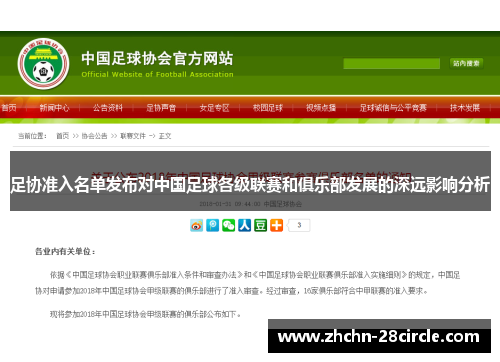 足协准入名单发布对中国足球各级联赛和俱乐部发展的深远影响分析